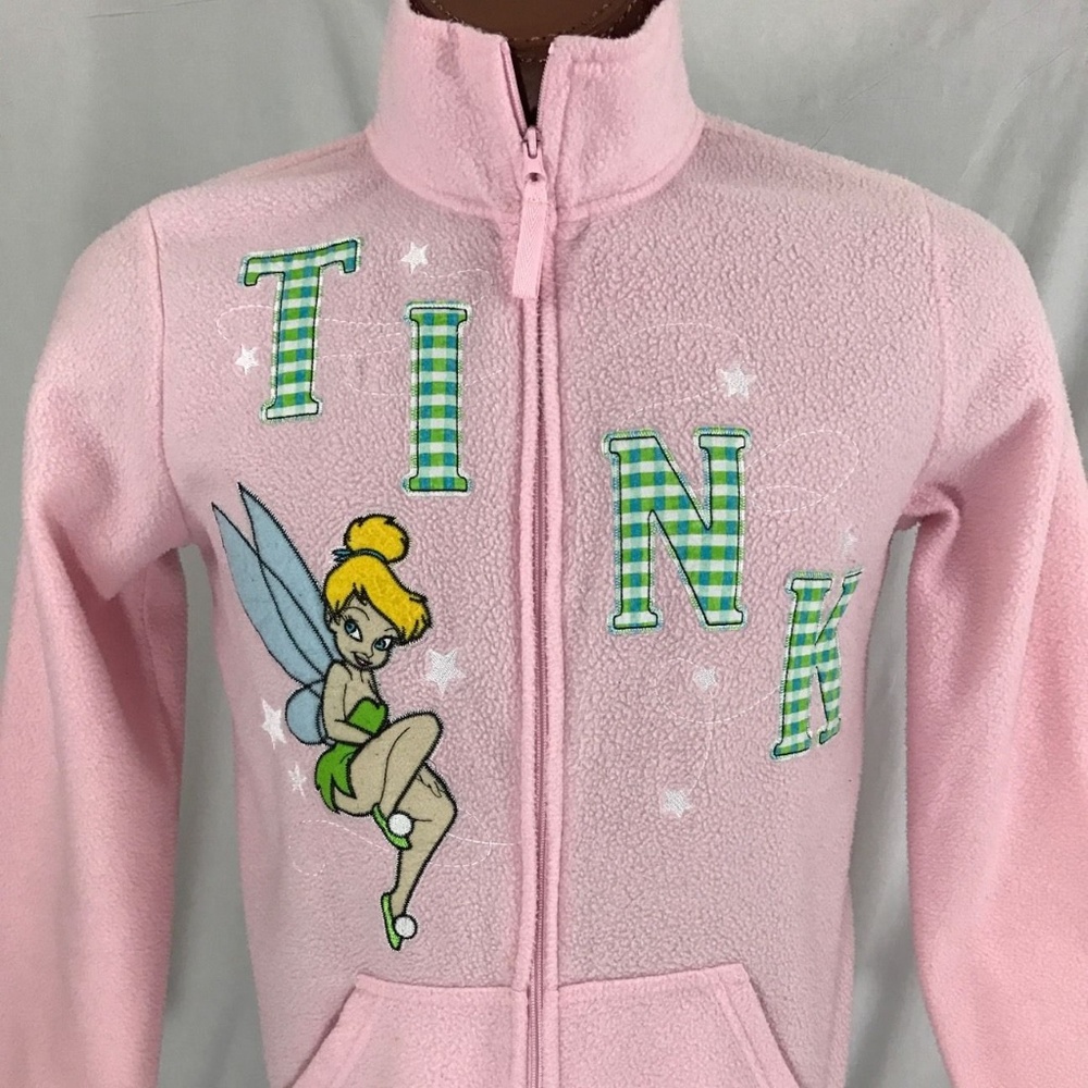 Disney Pink Tinkerbell Fuzzy Soft Fleece Zip L